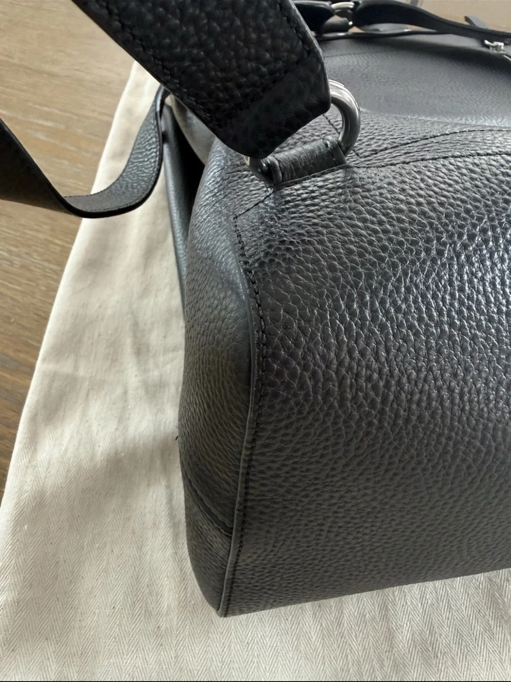 Mulberry Black Pebbled Leather Backpack with Buckle Flap